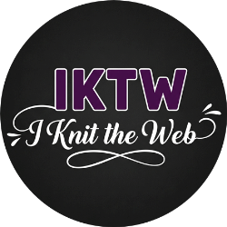 I Knit The Web logo: a ball of yarn with knitting needles forming a web